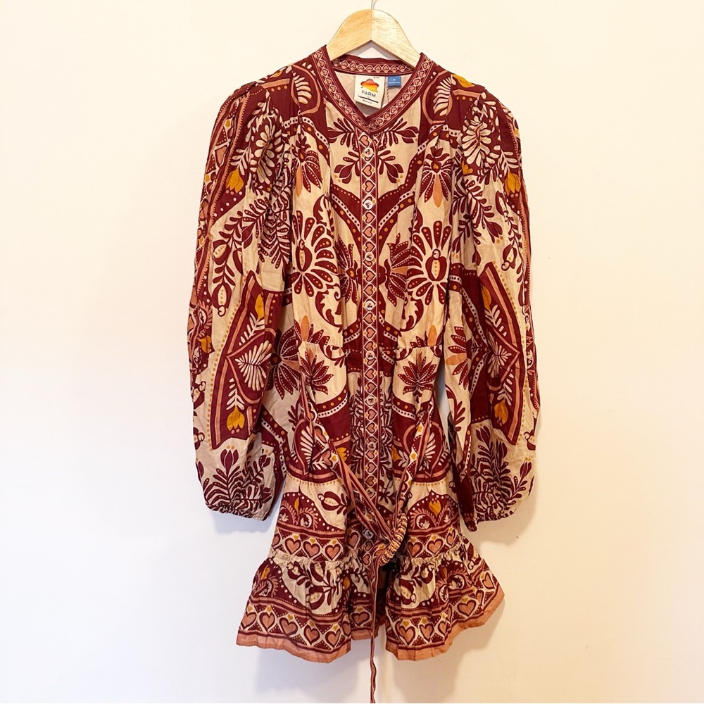 Anthropologie Brown and Tan Patterned Mini Dress - Picture 5 of 9